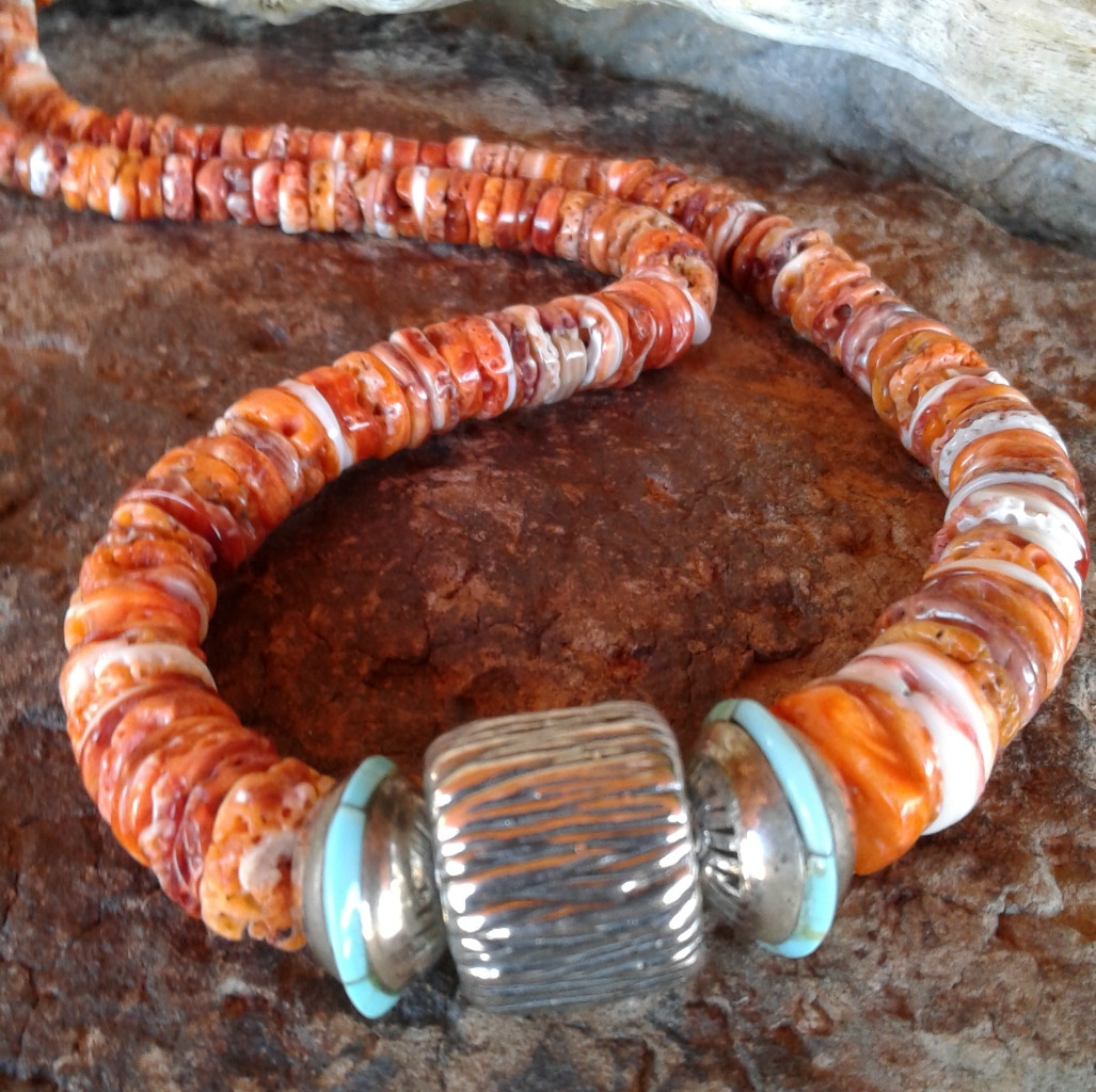 Sterling Silver Spiny Oyster Turquoise Necklace